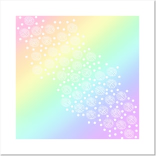 Pastel Rainbow Gradient with Circles and Dots Posters and Art